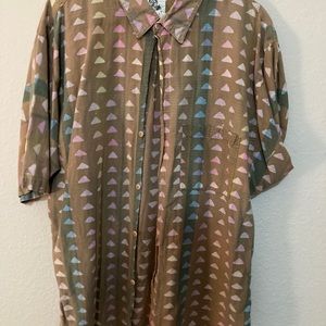 90s weird button up with colorful triangles
